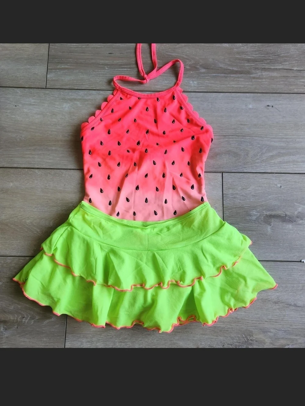 Cat & Jack Bright Pink and Neon Green Girls One-Piece Swim
